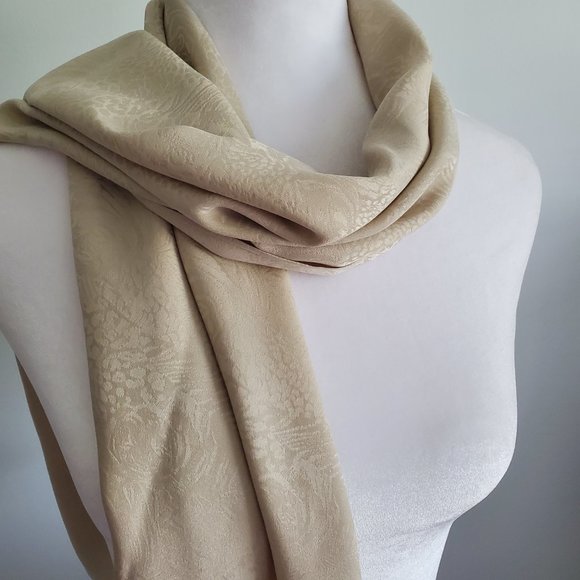 ELEGANT SILK SCARF Embossed Jacquard Animal Floral Print 90s Soft Luxe Feel - Picture 2 of 8